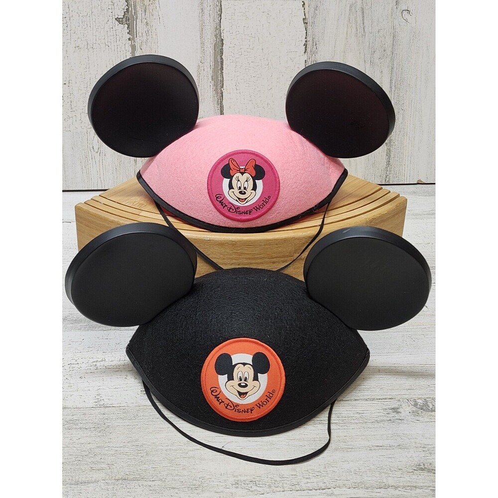 Disneyland Park Mickey Mouse Felt Hat & Plastic Ears Walt Disney Youth Lots Of 2
